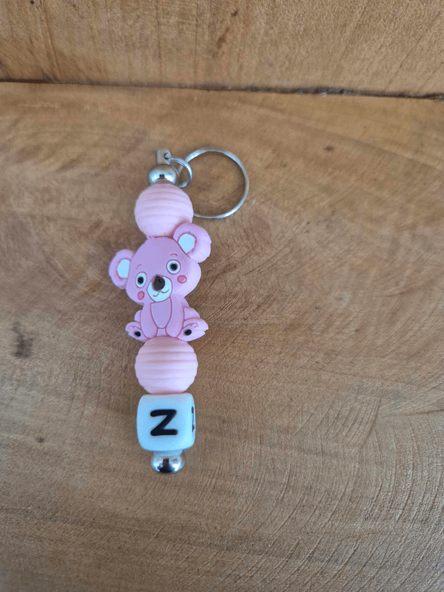 Porte clef panda rose lettre Z