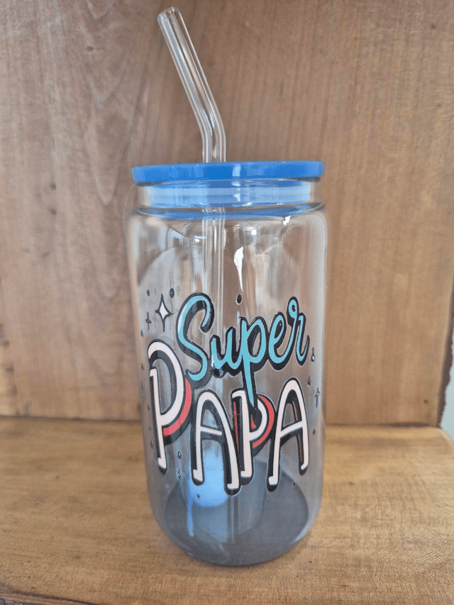 Verre paille bleu
